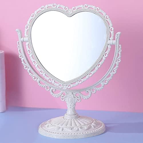 Огледало Hiinice, Огледало За Грим Е Във Формата На Сърце, Въртящо Се На Двустранното Десктоп Козметично Огледало За Суета Бежов Цвят