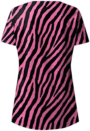 Женска Тениска с Къс ръкав и Цветна Принтом, Модерни Ежедневни Ризи, Блузи 2023, Летни Свободни Удобни Тениски с V-образно деколте, Блуза