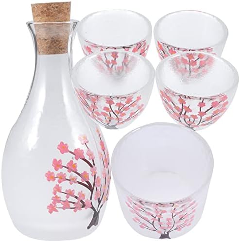 Чаши за еспресо Cabilock Стъклени Чаши за еспресо Японски набор от саке включва 1 бутилка Токкури и 4 Чаши Очоко за горещо