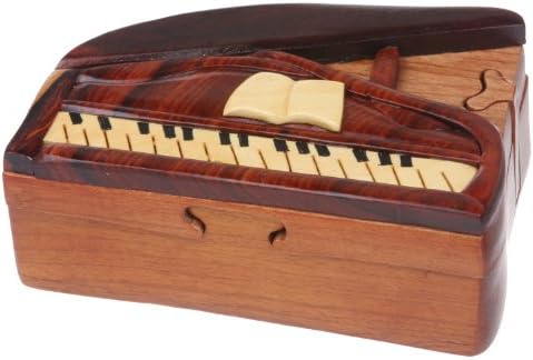 Дървен Музикален Инструмент Ръчно изработени Secret Бижута, Пъзел Кутия - Пиано, Орех