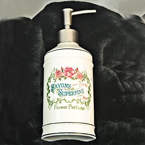 Керамични Опаковка Сапун, Бутилка с течен помпа за Лосион и Гел Paris Rose Savons Aux Fleurs Superfins Флоралните Парфюми