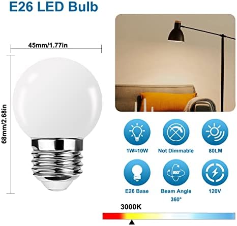 Led лампа ProCrus E26, G14 1 W, Малка крушка за нощно осветление с мощност 1 W, Топло Бяла 3000 До 80 Lm, което е равно