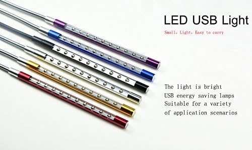 Preeyawadee Метален Материал USB LED light Book 10 светодиоди е гъвкава лампа 6 цвята, за лаптоп (червен)