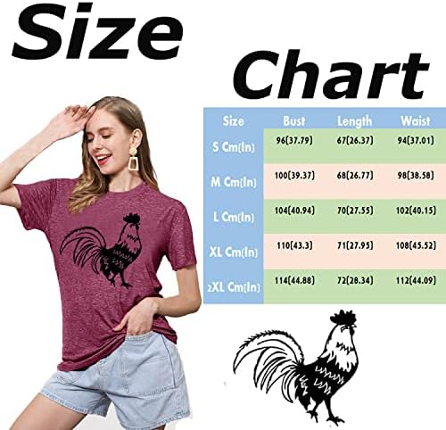Тениска с Принтом Пиле за Жени, Забавна Тениска с Изображение на Пиле, Къс Ръкав, Ежедневни Тениска в Стила на Фермерите
