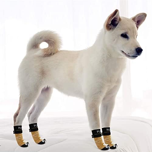 PUPTECK Двустранни мини чорапи за кучета с регулируеми джапанки за носене в помещения - 2 Чифта Чорапи за защита на лапите на домашните любимци от триене на дървена под?