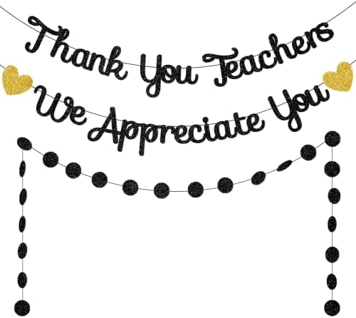 Черни декорации Седмици благодарност на учителите Банер Благодаря Ви, учители, ние ценим вас Банер Благодарност на учителите