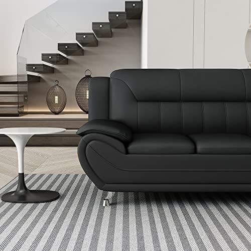 Контейнерная мебели Direct Michael, модерна, живеейки изкуствена кожа, крачета от неръждаема стомана, хол, диван, черен