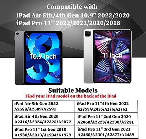 Калъф за iPad HOGENL Бътерфлай за iPad Pro 11 инча 2022/2021/2020/2018/iPad Air 5-ти / 4-то поколение с поставка за моливи