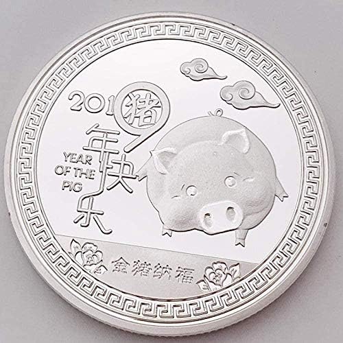 2019 Китайски Зодиакален Животно Златната Свиня Безплатна Сребърно Покритие Колекция Възпоменателни Монети Щастлива Година