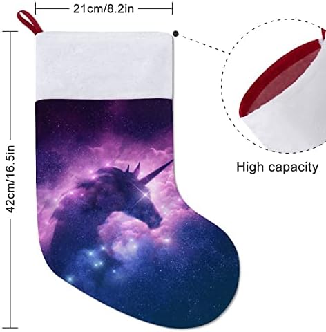 Еднорог Galaxy Мъглявината Облак Забавен Коледен Отглеждане с Къси Плюшени Белезници Коледни Чорапи за Камината Висящи