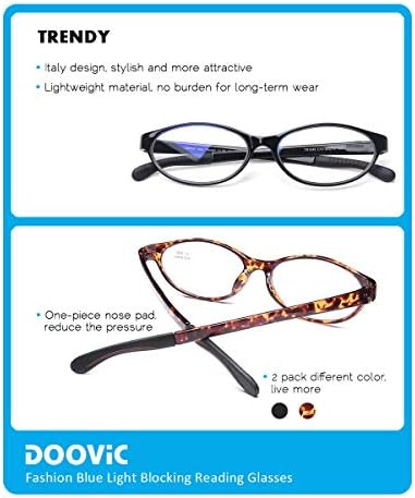 DOOViC 2 Опаковки Модни Очила за четене за Жени със Стилен Дизайн и Синя Светлина Блокер Четци 3,5 Здравина