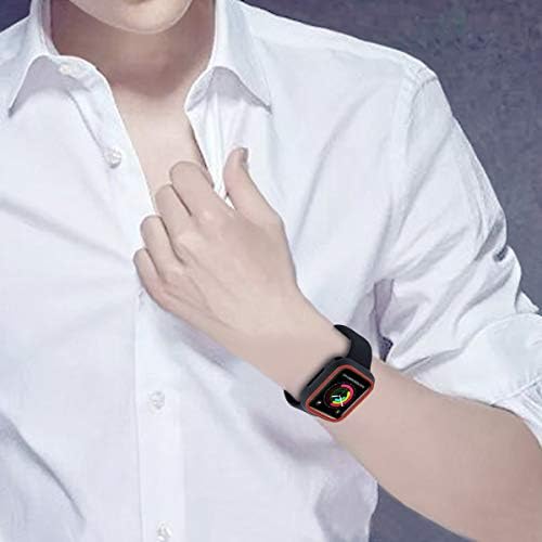 Устойчив на удари калъф-броня, здрав Защитен кожух, Гъвкава Защитна рамка от TPU (НЕ е Защитно фолио за екрана), което е Съвместимо с Apple Watch 44 Series 6 5 4 SE, Черен / Червен