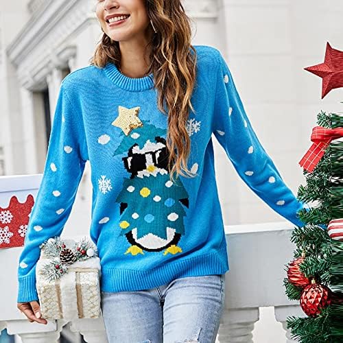 Ymosrh Женски Грозен Коледен Пуловер Модерен Пуловер С Подсветка Жилетка Пуловер Пуловер