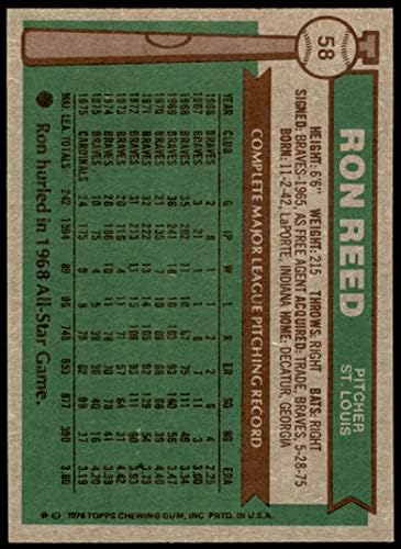 1976 Topps 58 Рон Рийд Сейнт Луис Кардиналс (Бейзболна картичка) NM /MT + Кардиналс
