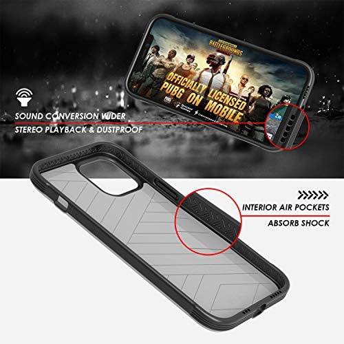 PTUONIU е Съвместим с калъф iPhone 12 Pro Max, Сверхпрочный Защитен калъф военни клас за мобилни телефони, устойчив на