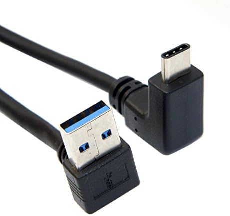 cablecc USB 3.1 USB-C Обратими, Наклоненный на 90 Градуса Нагоре Штекерный Кабел за предаване на данни за Таблет телефон