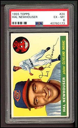 1955 Topps 24 Хал Ньюхауз Кливланд Индианс (Бейзболна картичка) PSA PSA 6,00 Индианс
