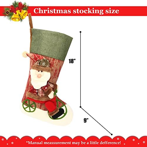 Коледни Чорапи Aopuro, 2 опаковки, Коледни Чорапи с Плюшено Санта Снеговиком 18 инча, Коледни Чорапи За Камината, Коледни