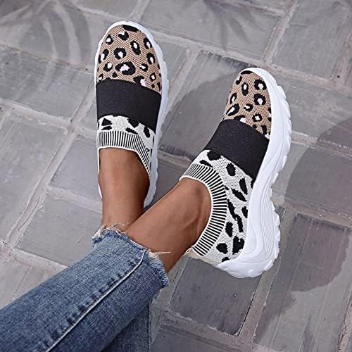 Дамски Модни Дишащи Обувки от окото на материала, Леки Маратонки на платформа с Цветен Леопардовым принтом, Дамски Обувки,