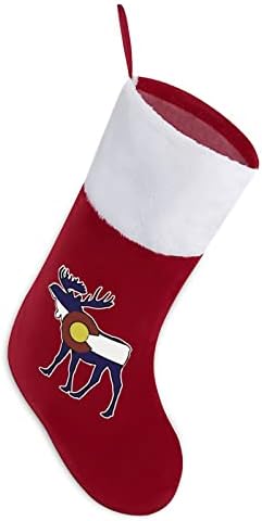 Коледни Чорапи с участието на Лосове с Флага Колорадо, Чорапи с Плюшено Камина, Висящи за Домашен интериор Елхи
