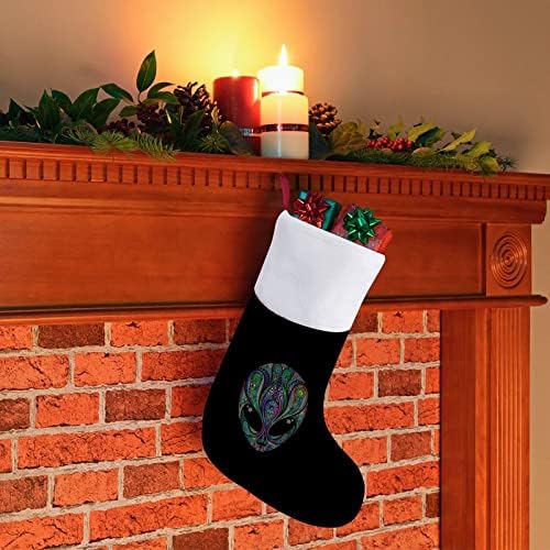 Кошмарен Коледни Чорапи с Главата на Чужденец, Чорапи с Плюшено Камина, Висящи за Домашен интериор Елхи