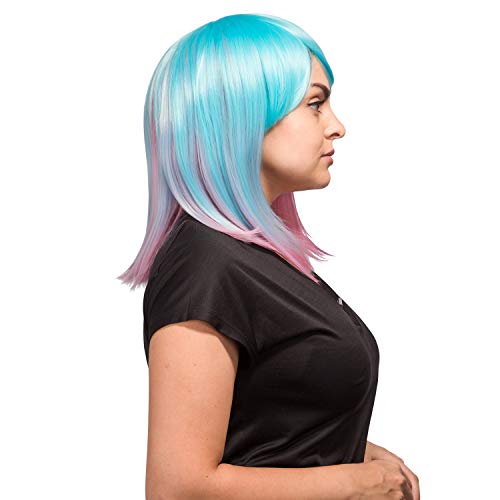 AGPTEK многоцветен перука с късо каре в стила на омбре, удължаване на коса до раменете, с помощта на участък от мрежа