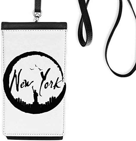 Ню Йорк, САЩ Liberty Outline Телефон в Чантата си Портфейл Окачен Мобилен Калъф Черен Джоба
