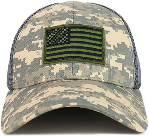 Armycrew Американски Флаг Маслина Тактически Бродирана Кръпка Air Mesh Flex Cap