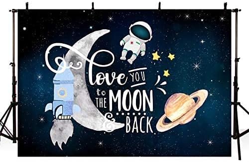 MEHOFOND Те Обичам до Луната и Обратно Фон Детски Душ Украса За Партита Космическа Ракета Астронавт Торта за рождения