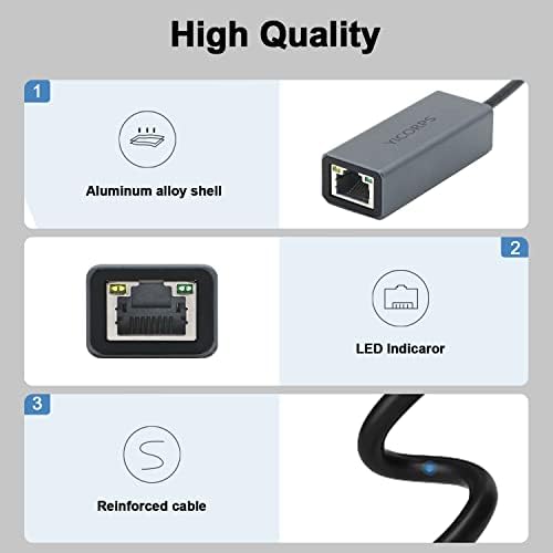 Адаптер YICORPS USB Ethernet мрежов адаптер USB 3.0 Type C Thunderbolt 3-RJ-45 Gigabit Ethernet, съвместими с Nintendo