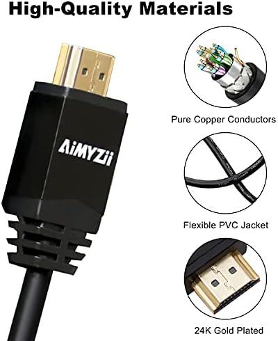 HDMI кабел 3 Метра Aimyzii 4K, HDMI 2.0 Кабел Поддържа 4K 3D 2160P 1080P HDCP2.2 Ethernet ARC и честотна лента 18 gbps-Черен