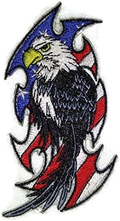 Бог да благослови Америка, обичай и уникални патриотични ивици [Американски орел], бродирани желязо нашивке 5 * 3] [Произведено