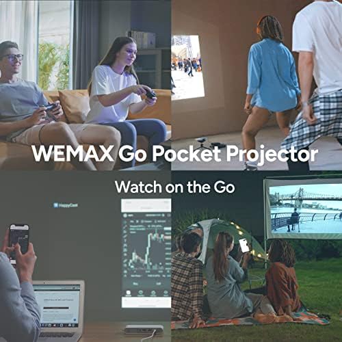 Преносим лазерен проектор WEMAX Go и 40-инчов Преносим екран и Плъзгаща се