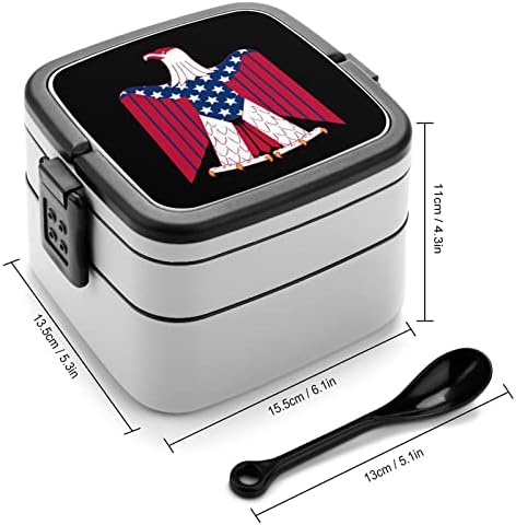 Американският Флаг, Кутия за Bento с Белоголовым Орел, Двуслойни Универсален Контейнер за Обяд с Лъжица за Пикник, Работа,