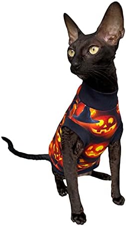 Тениска Котомоди с Безволосым котка Luciano's Хелоуин за Сфинкса и Голи котка (X-Large)