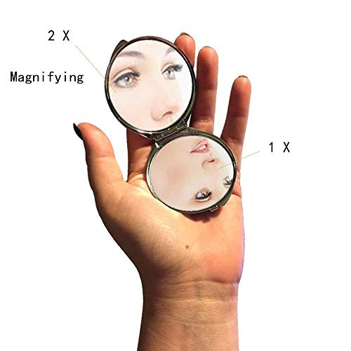 Огледало Кръгло Огледало, Карманное огледало за момичета с животни-вълци, Увеличително 1 X 2X