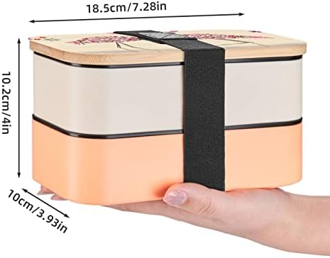 Кутия за bento с фламинго и цветя за обяд с подобрени регулируема каишка, штабелируемый за многократна употреба запечатан