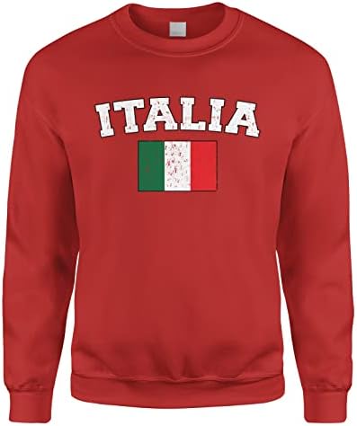 Cybertela Выцветший Изтъркан Свитшот с яка-часова под флага на Италия с надпис Italy, Италия