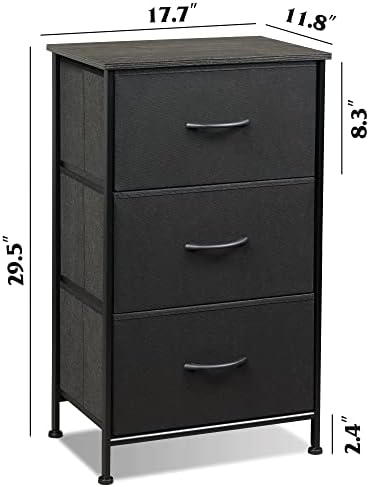 Скрин WLIVE с 3 чекмеджета, Тъканта, нощно шкафче, Органайзер, Скрин за съхранение на вещите в спалнята, антрето, Коридора, Шкафове, Здрава Стоманена рамка, Дървена маса