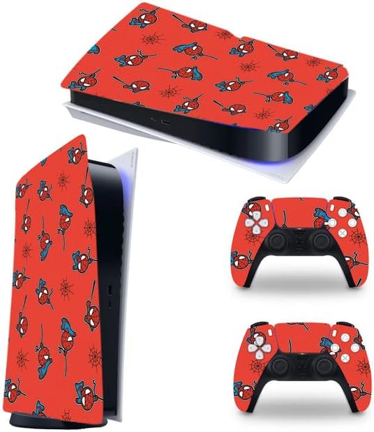 Red Hero-PS5 Skin Disc Edition Аксесоари за конзола и контролер, капаци кожи за Playstation 5 (подходящи само за версията за Ps5 Disc)