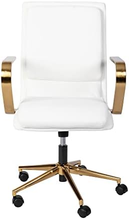 Дизайнерско Офис стол за ръководители на Flash Furniture James със средна облегалка - Бяла кожена тапицерия - База и