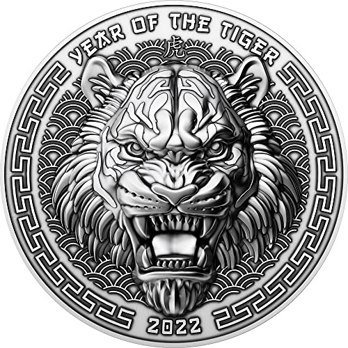 2022 DE Модерна Възпоменателна монета PowerCoin Годината на Тигъра 1 Унция Сребърна монета 2 долара Фиджи 2022 BU Брилянт