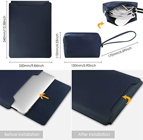 Калъф за лаптоп HoYiXi 13-14 см, Водоустойчив Кожен калъф с регулируема стойка, Съвместима с MacBook Pro 14 2021 MacBook