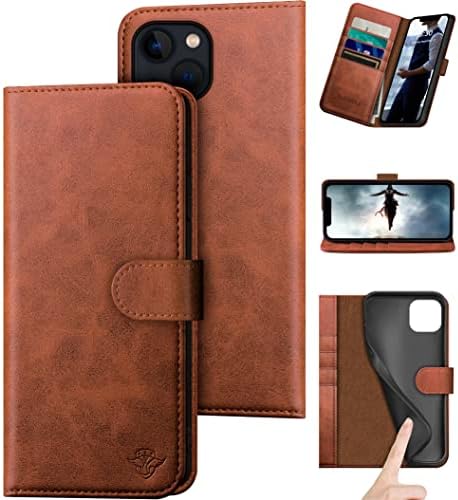 DuckSky за iPhone 14 Плюс 6,7 Чанта-портфейл от естествена кожа 【Заключване RFID】【4 на Притежателя на кредитната карта