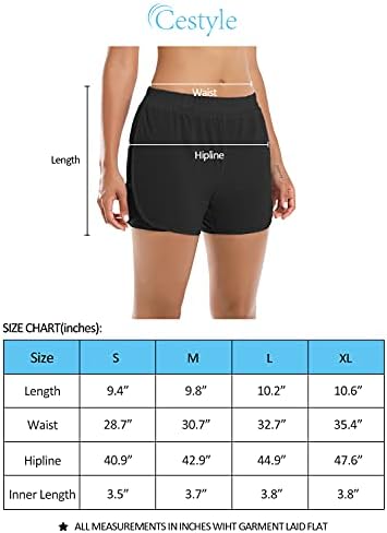 Спортни шорти за бягане със странични завязками Cestyle за жени 2 в 1 с джобове за бързо изсушаване