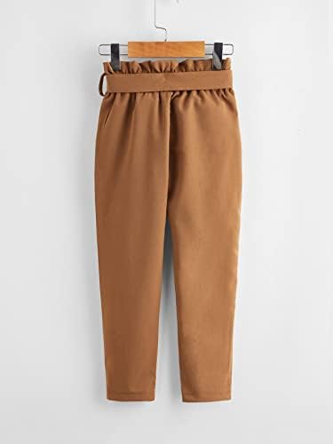 Панталони с колан от Хартиения пакет WDIRARA за Момичета, Панталони с Еластичен колан и джобове