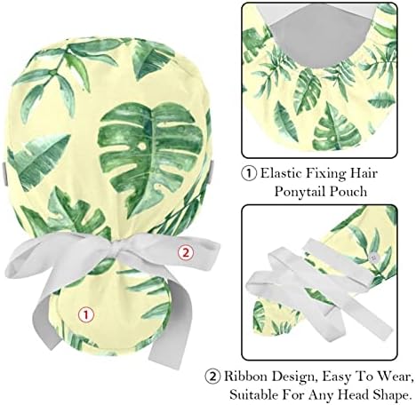 Медицински Шапки Регулируема Работна Шапка с Копчета и Лък, Ластикът за коса в цветенце от Палмови листа